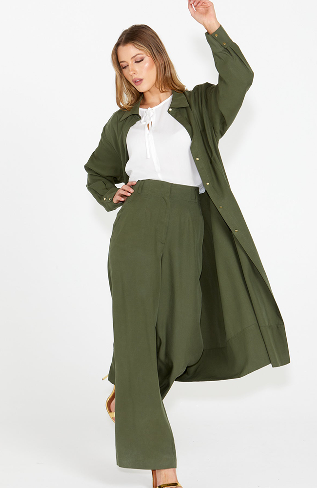 Alter Ego Duster Shirt Dress - Olive