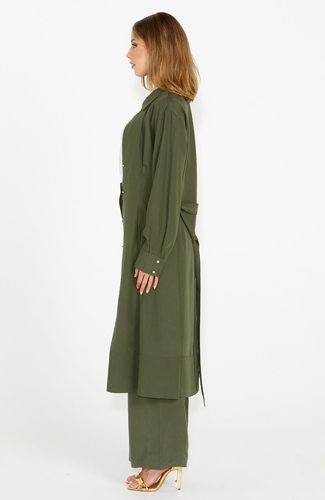 Alter Ego Duster Shirt Dress - Olive