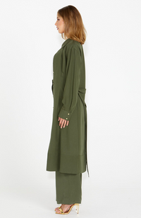 Alter Ego Duster Shirt Dress - Olive