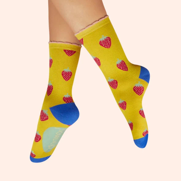 Succulent Strawberry Ankle Socks