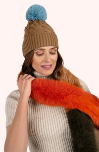 Elise Bobble Hat - Chocolate/Ice