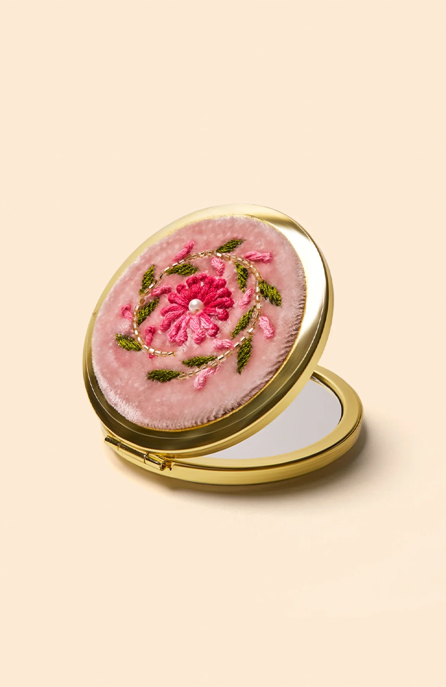Embroidered Mirror - Pink Petals