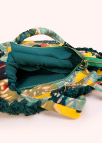 Fringed Box Tote - Exotic Leaves
