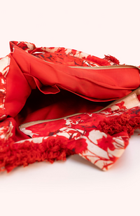 Fringed Box Cotton Tote - Rouge Blooms