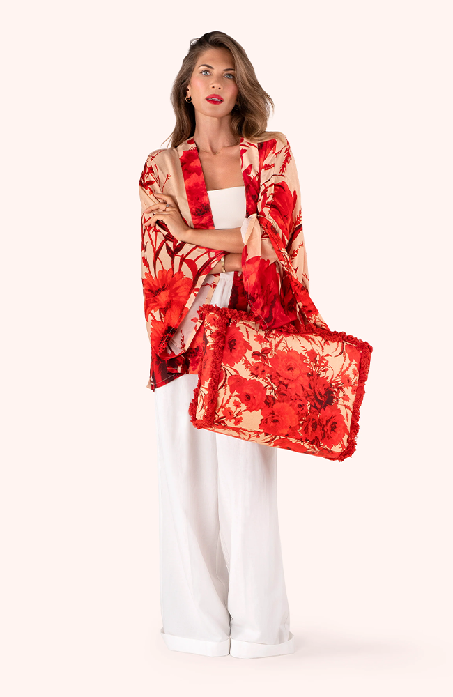 Fringed Box Cotton Tote - Rouge Blooms