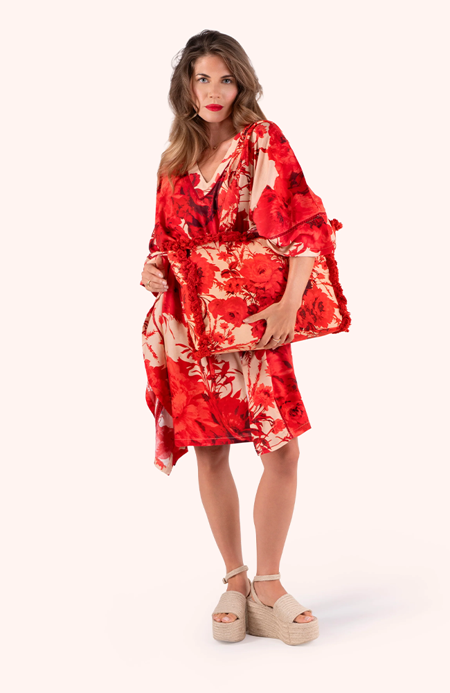Fringed Box Cotton Tote - Rouge Blooms