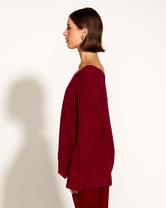 Ordinary Love V-Neck Knit Top - Red
