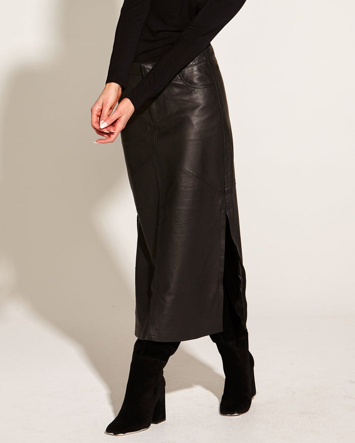 Underground Leather Midi Skirt - Black