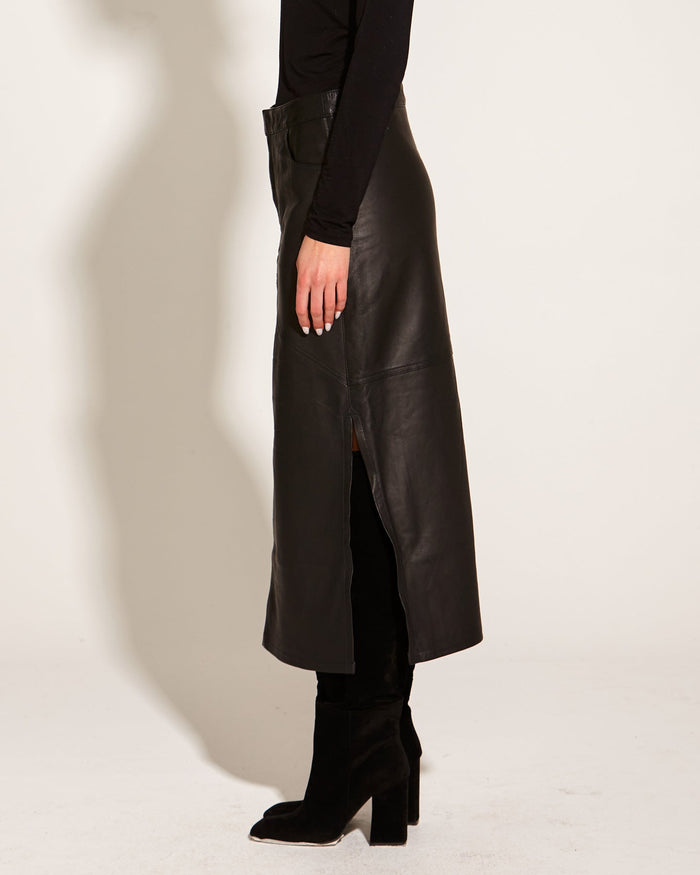 Underground Leather Midi Skirt - Black