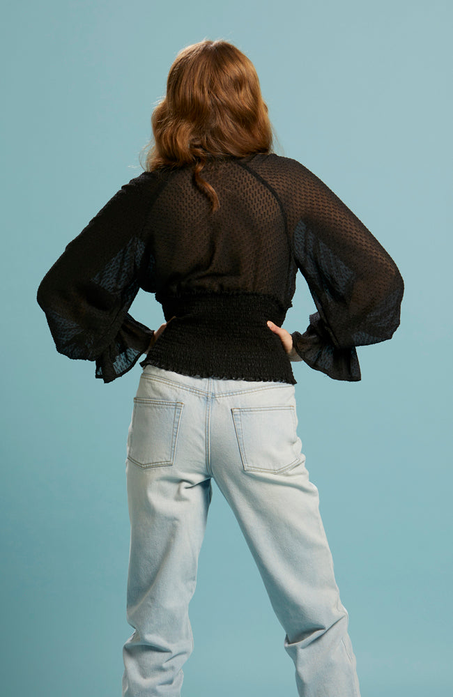 Be Loved Shirred Bodice Top - Black