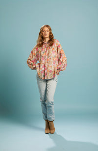 Another Love Shirred Neck Top - Vintage Floral