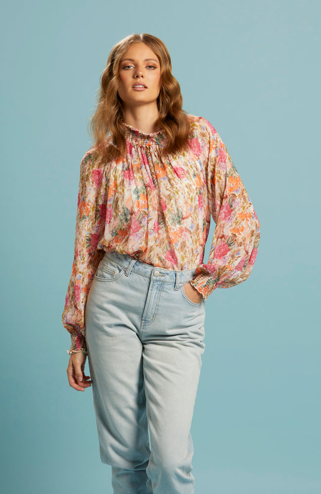 Another Love Shirred Neck Top - Vintage Floral