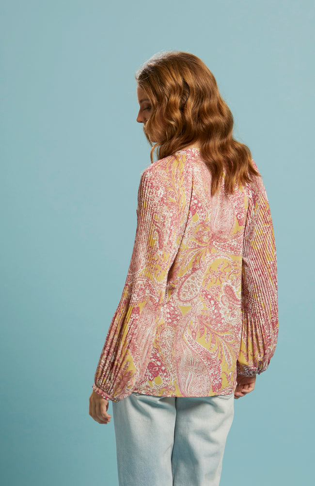 First Move Pleated Sleeve Blouse - Golden Paisley