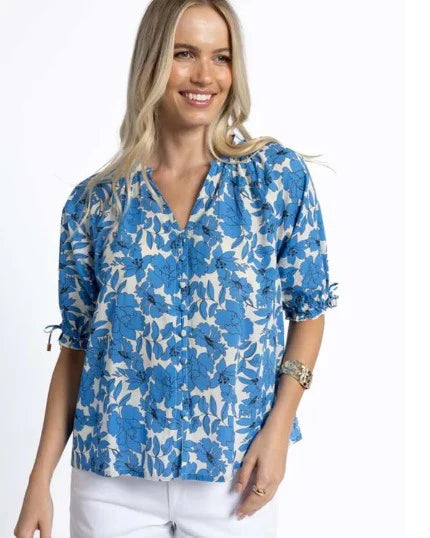 Fleur Blouse - Blue/Stone