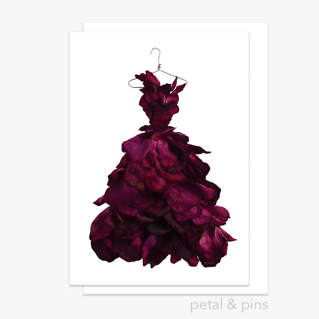Red Wine Rose Gown Greeting Card