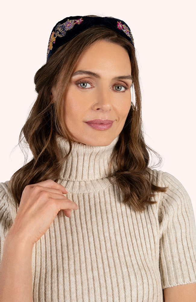 Velvet Headband - Midnight Posy