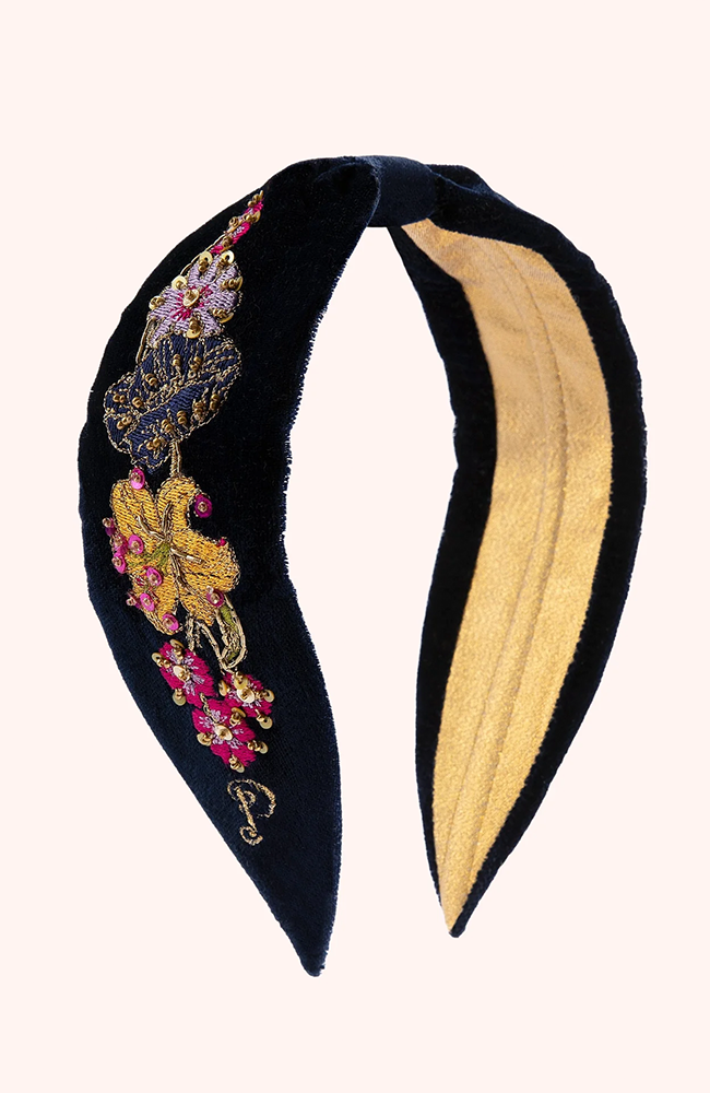 Velvet Headband - Midnight Posy