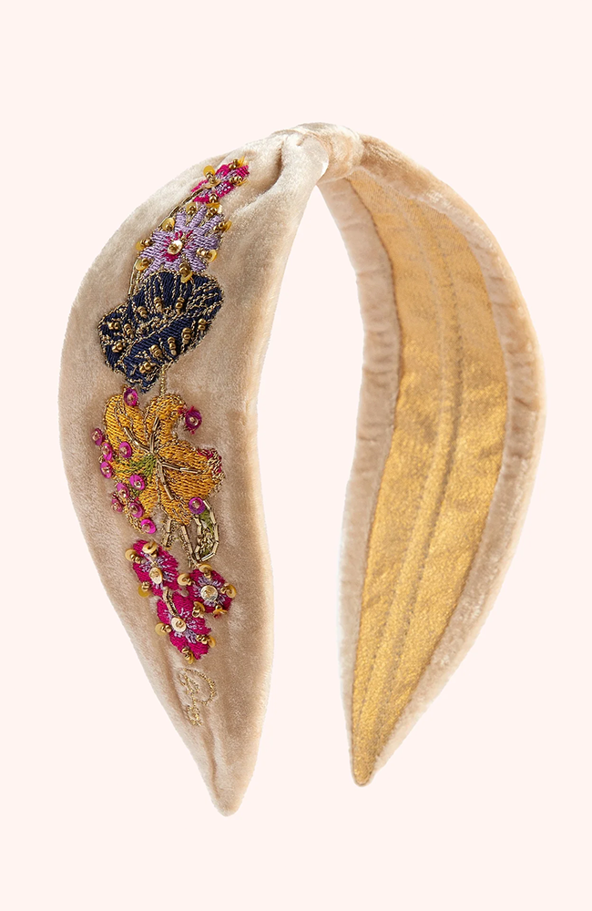 Velvet Headband - Cream Posy