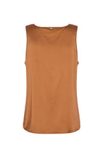 Astrid V-Neck Silk Tank Top - Pecan
