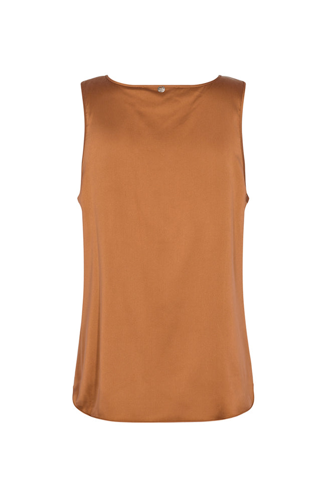 Astrid V-Neck Silk Tank Top - Pecan