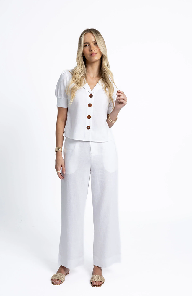 Fleetwood Linen Pant - White