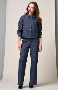 Harper Pant - Denim Houndstooth