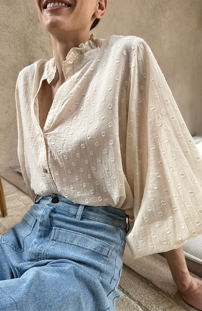 Hathaway Top - Eton Dot/Cashmere