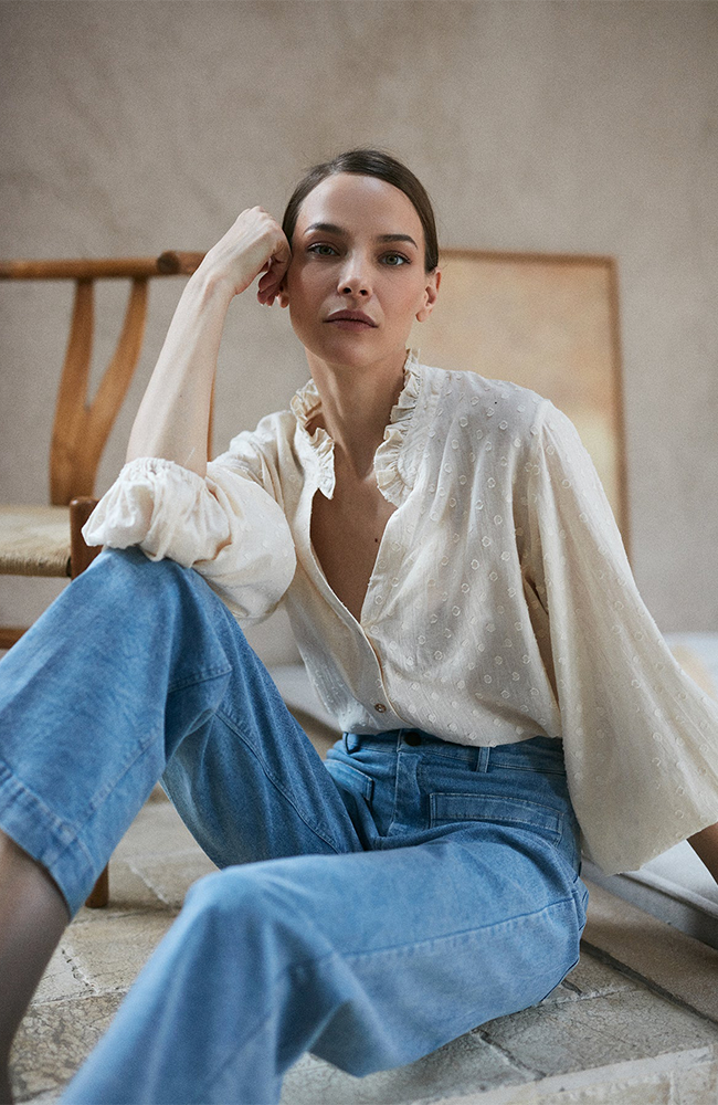 Hathaway Top - Eton Dot/Cashmere