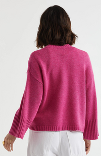 Wide Sleeve Crew Neck Jumper - Grape