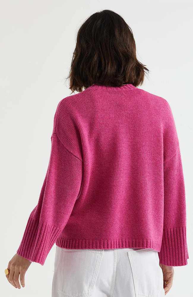 Wide Sleeve Crew Neck Jumper - Grape