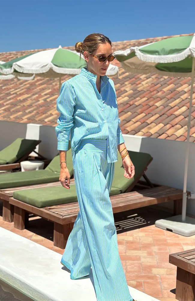 Marian Pants - Green/Blue Stripe