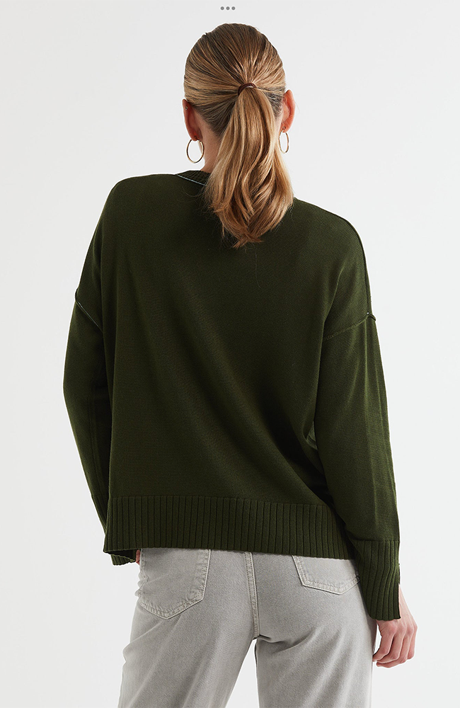 Basic Crew Neck Jumper - Olive