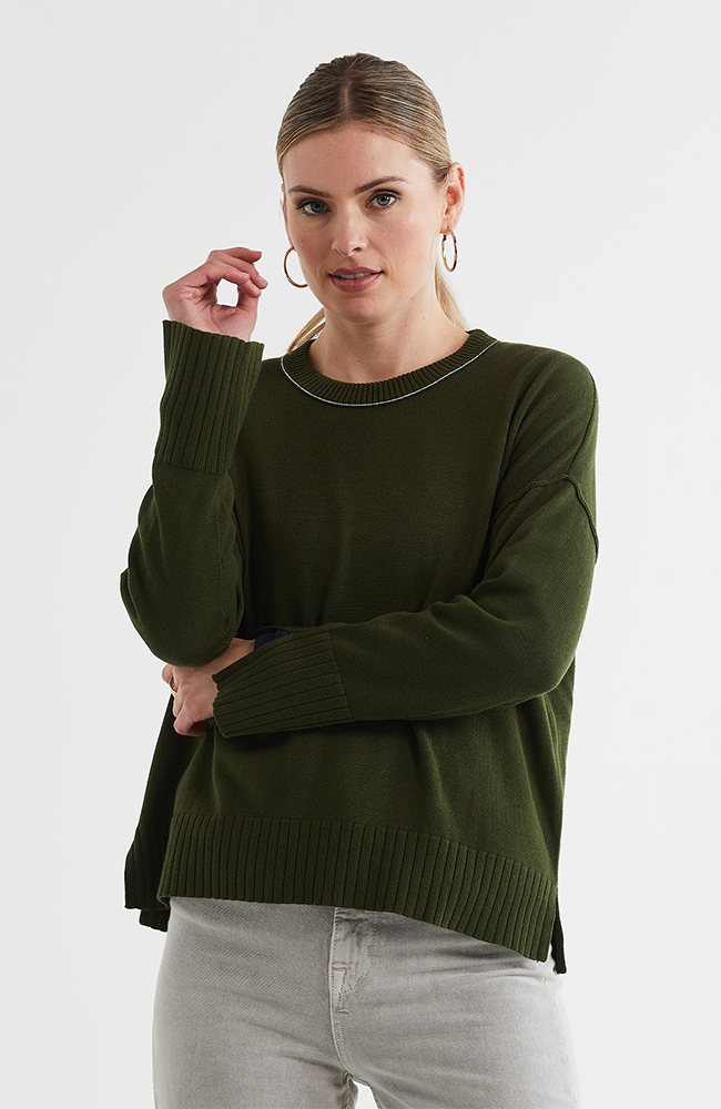 Basic Crew Neck Jumper - Olive