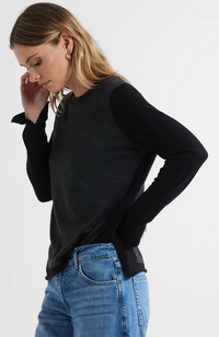 Intarsia Crew Neck Jumper - Charcoal