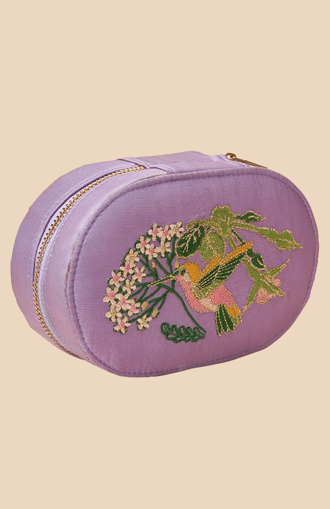 Hummingbird Oval Jewellery Box - Lavender