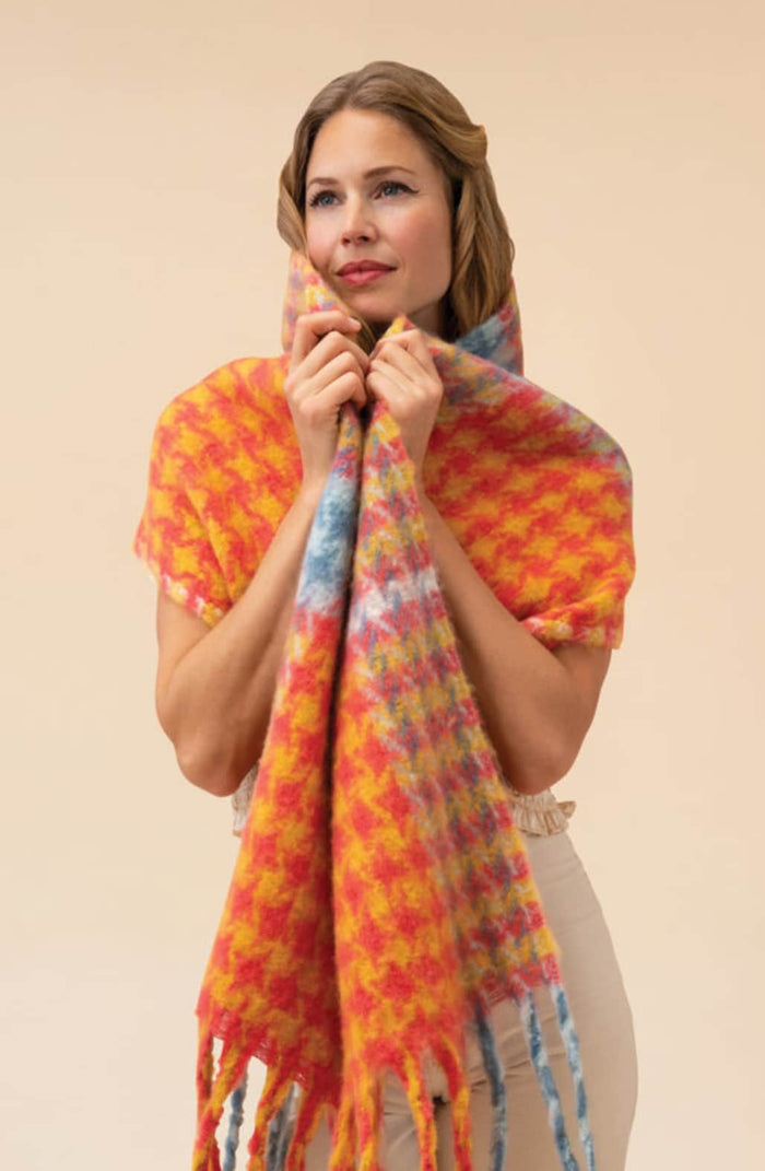 Ishbel Cosy Scarf - Tangerine/Denim