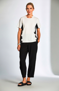 Zip Trim Top - Ecru/Black