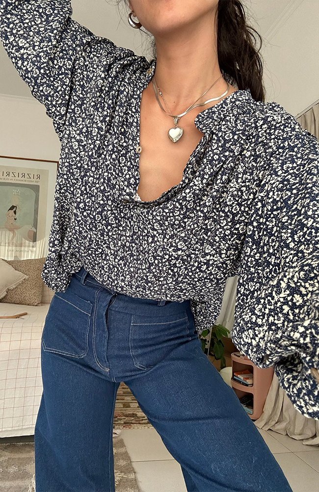 Newport Top - Hampstead Floral Navy/Ivory