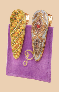 Jewelled Hair Clips - Feather & Stripe