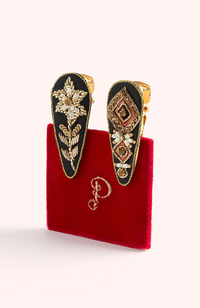 Hair Clips - Midnight Floral & Deco