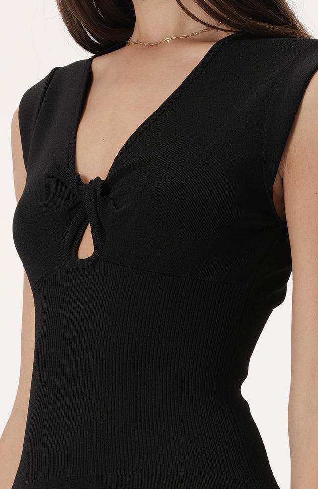 Heather Knit Dress - Black