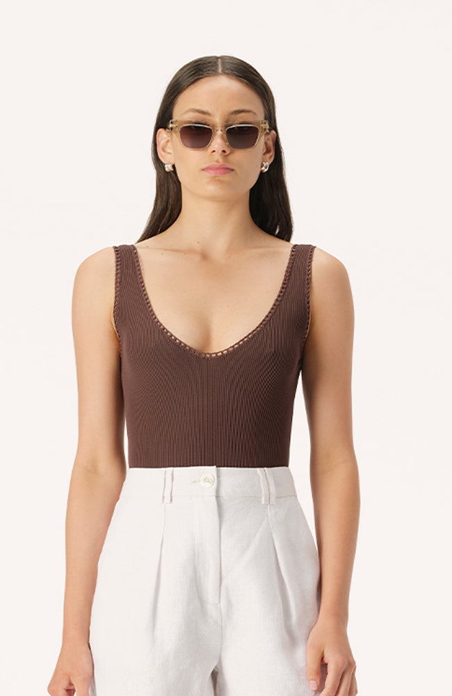 Lya Knit Bodysuit - Chocolate
