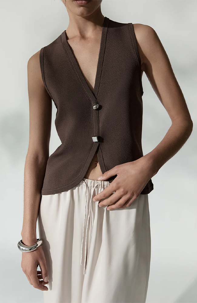 Lana Knit Vest - Chocolate