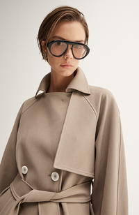 Selena Cropped Trench Coat - Taupe