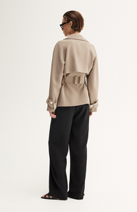 Selena Cropped Trench Coat - Taupe
