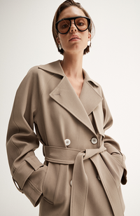 Selena Cropped Trench Coat - Taupe