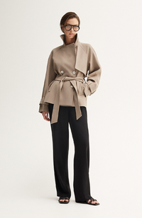 Selena Cropped Trench Coat - Taupe