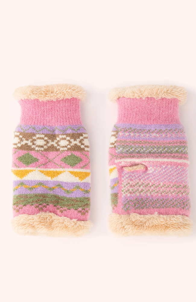 Kayla Fair Isle Wrist Warmers - Pastel