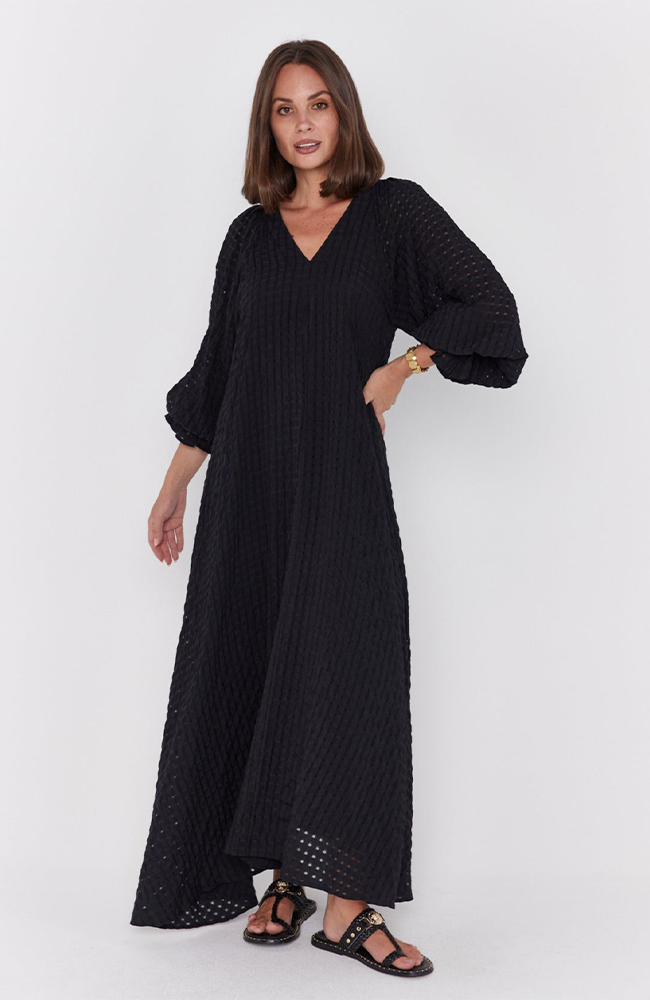 Madero Dress - Chequer Black