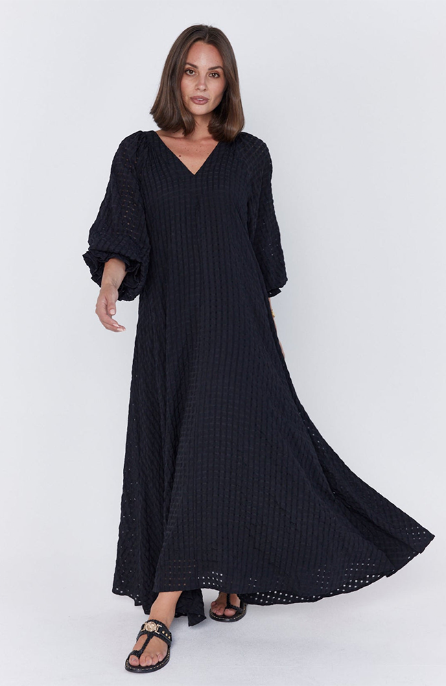 Madero Dress - Chequer Black